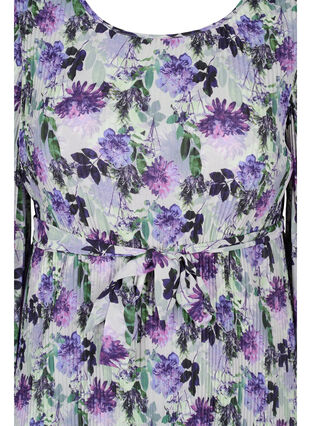 Robe plissée imprimée avec lien à nouer, Purple Flower Mix, Packshot image number 2