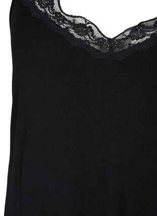 Chemise de nuit avec bord dentelle en viscose, Black, Packshot image number 2