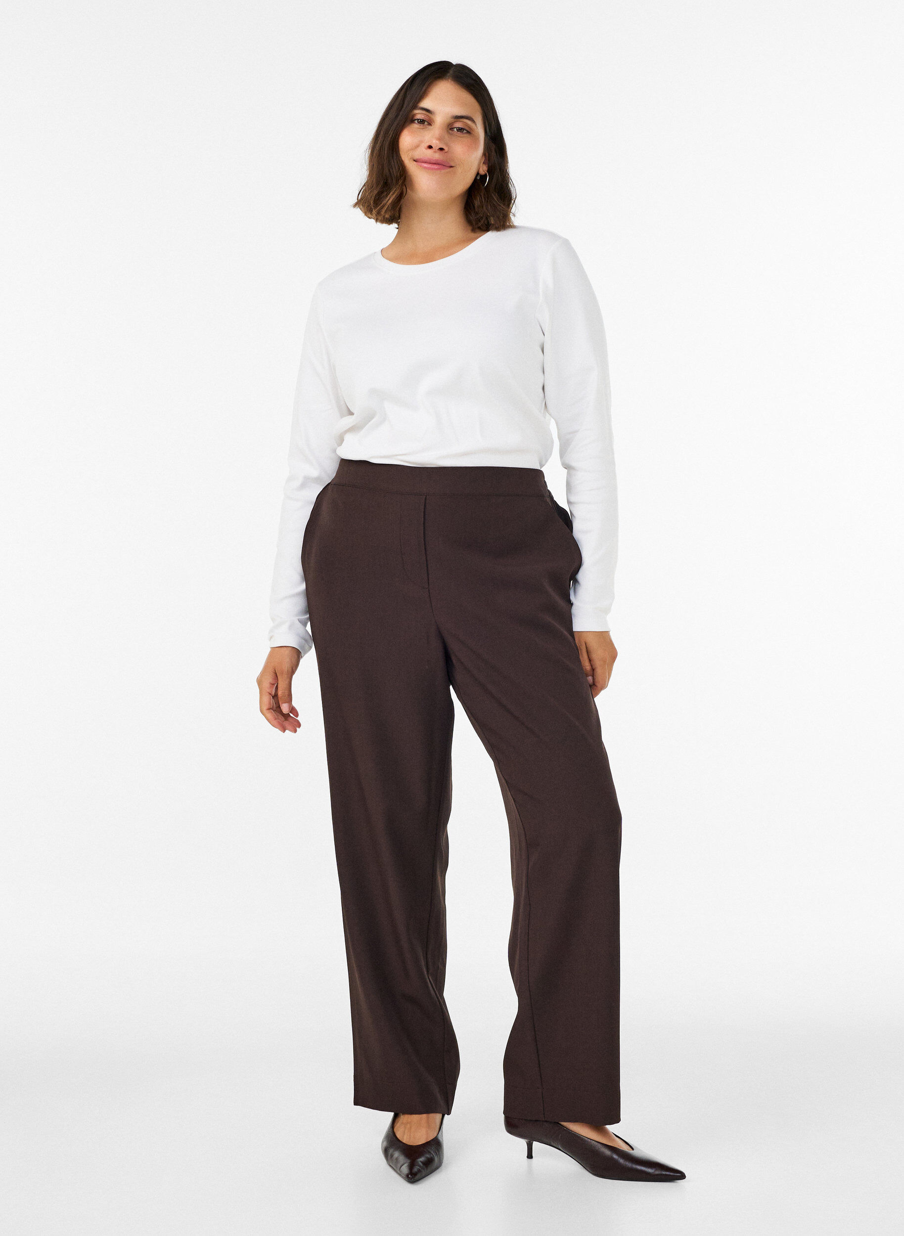 Losse broek met zakken, Bruin, Model
