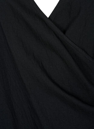 Blouse met lange mouwen in viscose met een wikkel-look, Black, Packshot image number 2