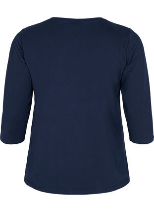 T-shirt en coton de base à manches 3/4, Navy Blazer, Packshot image number 1