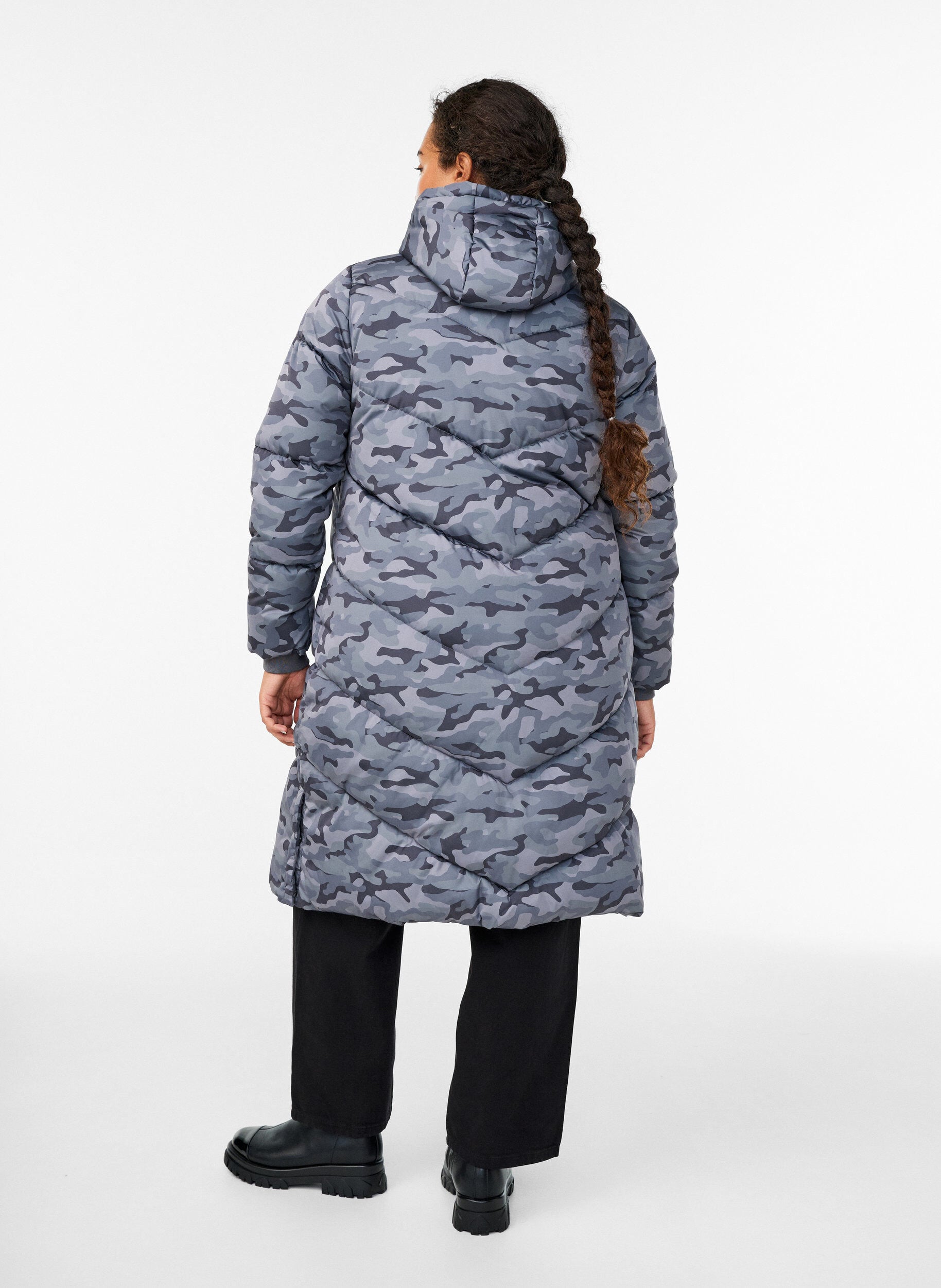 ZizziDoudoune longue camouflage, Gris anthracite, Model image number 2