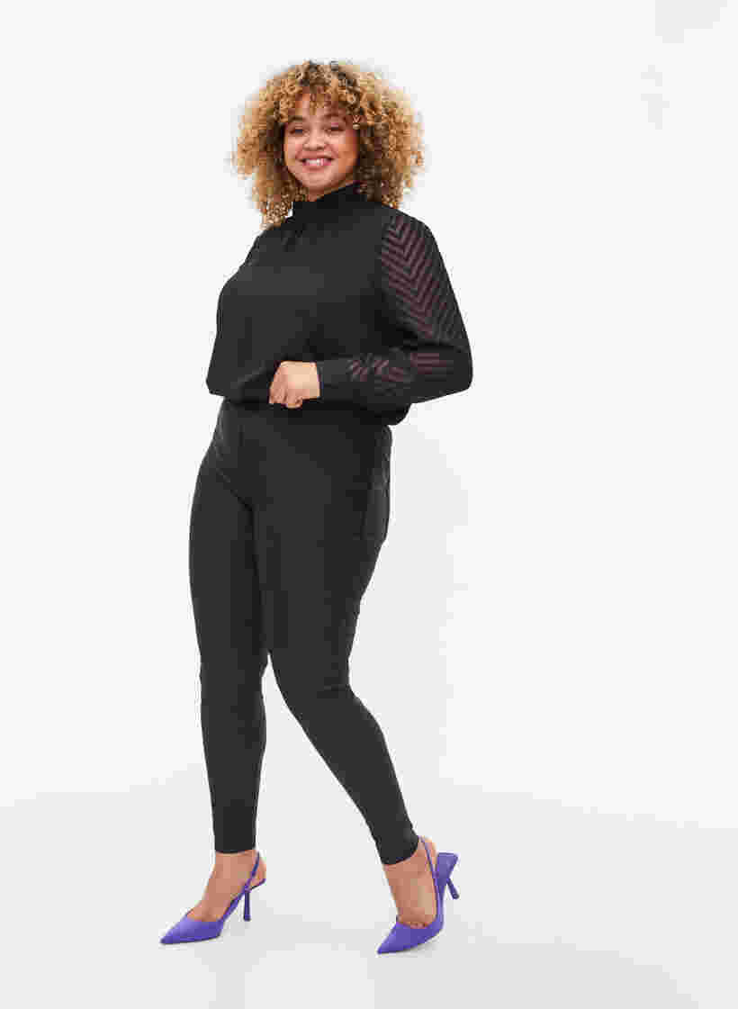 Glimmende legging met achterzakken 7/8 lengte, Black, Model image number 2