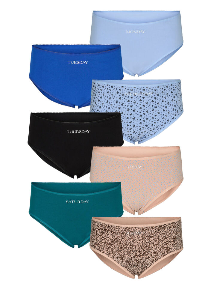 Lot de 7 culottes hipster &agrave; taille normale, Blue Multi Pack , Packshot image number 0
