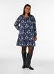 Robe &agrave; motifs avec volants et manches longues, Bleu, Model image number 1