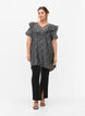 Gestreepte tuniek met franjes, Black/White Stripes, Model image number 3