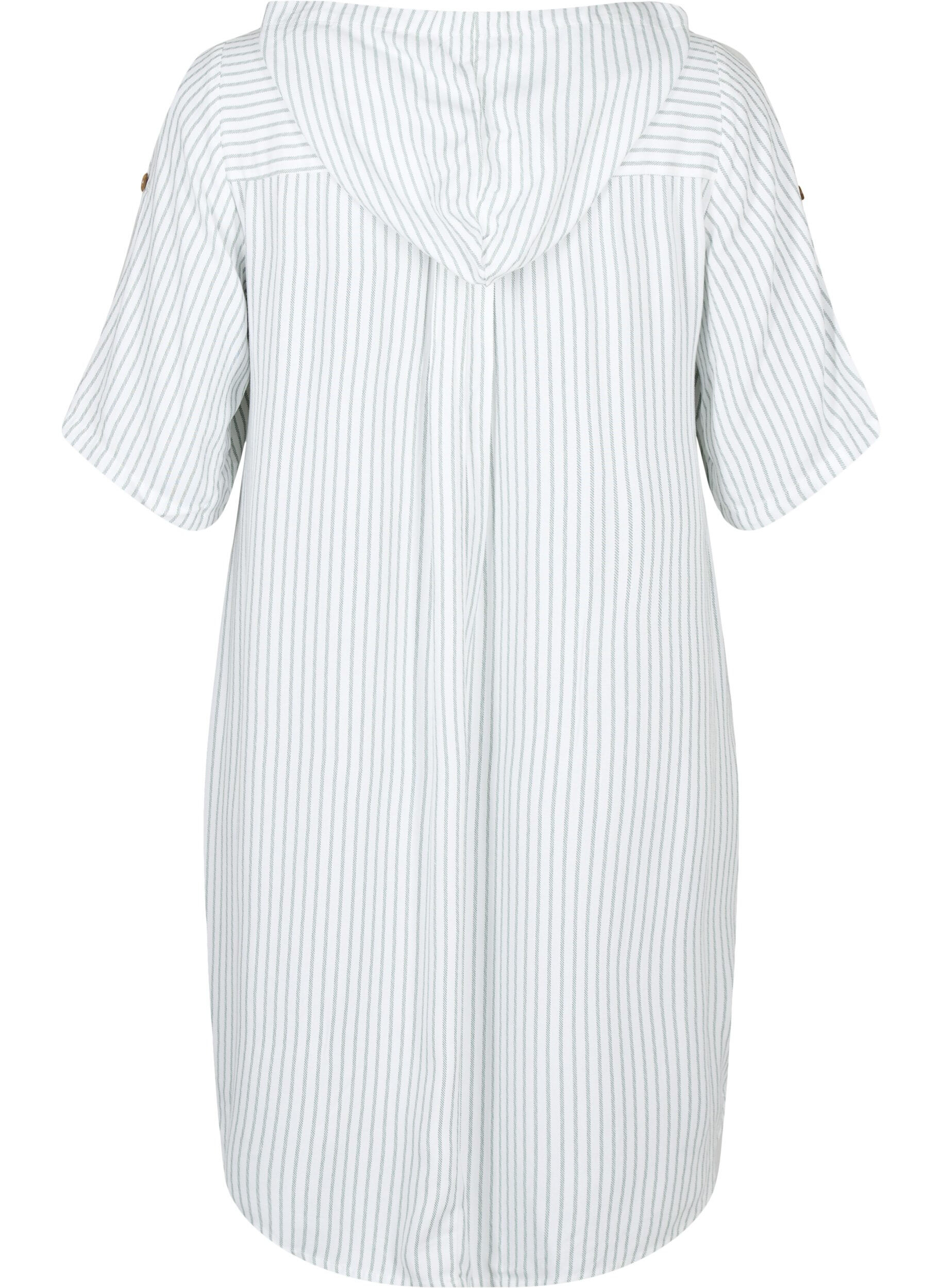 ZizziTuniek van viscose met korte mouwen en capuchon, Chinois Green Stripe, Packshot image number 1