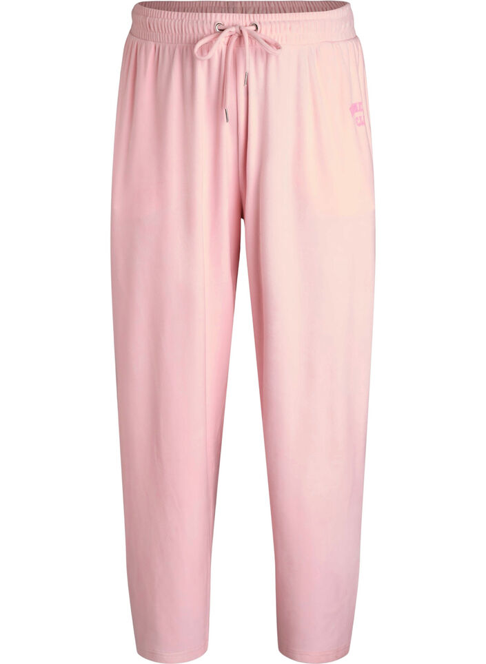 Losse velourbroek met high waist en zakken, Roze, Packshot image number 0