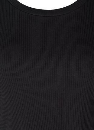 Rib t-shirt met korte pofmouwen, Black, Packshot image number 2