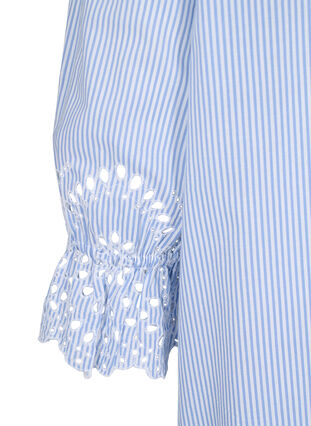 Katoenen jurk met strepen en borduursel anglaise , Blue Stripe, Packshot image number 3