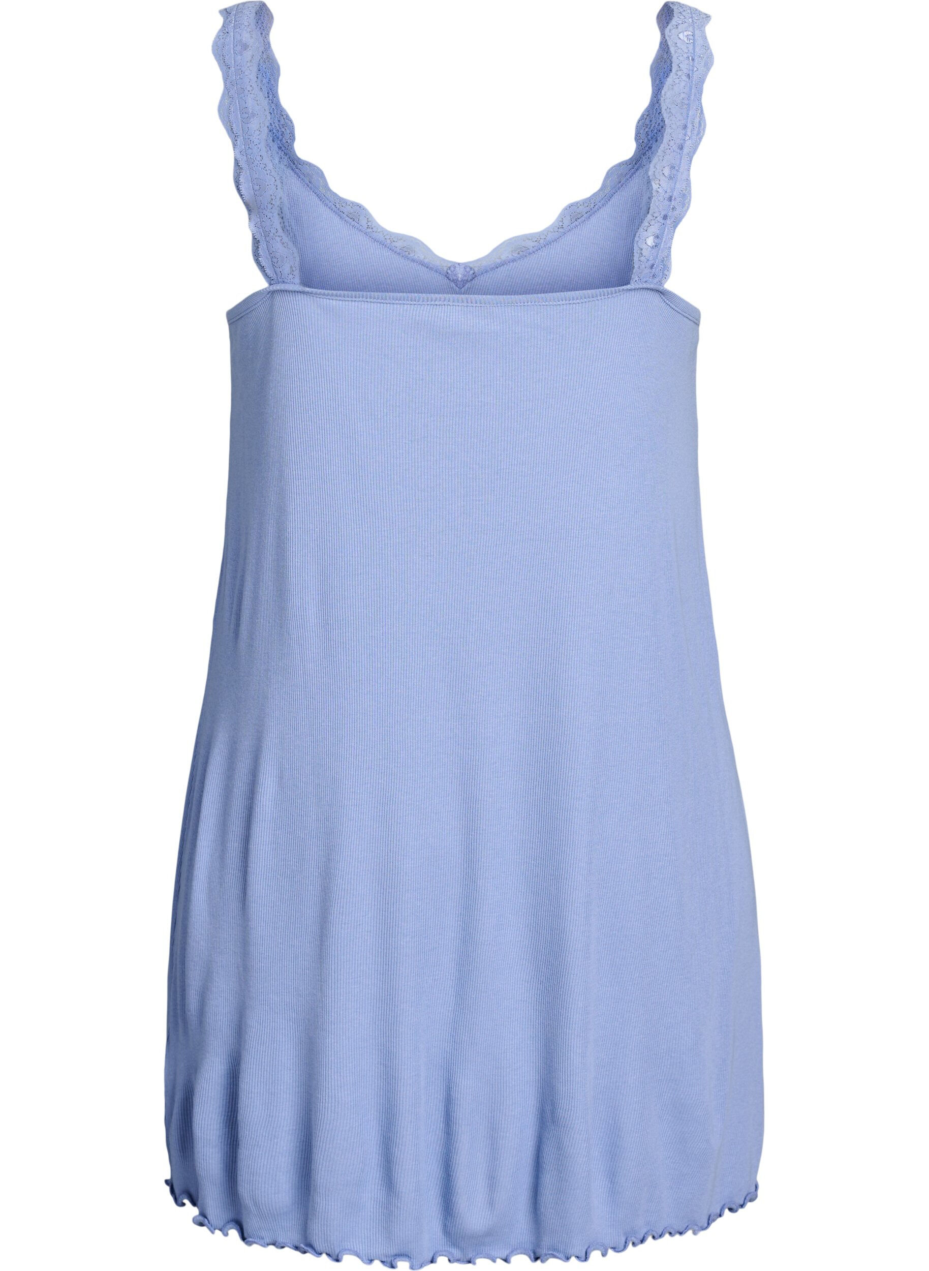 Zizzi Chemise de nuit avec ourlet en dentelle, Bleu, Packshot image number 1