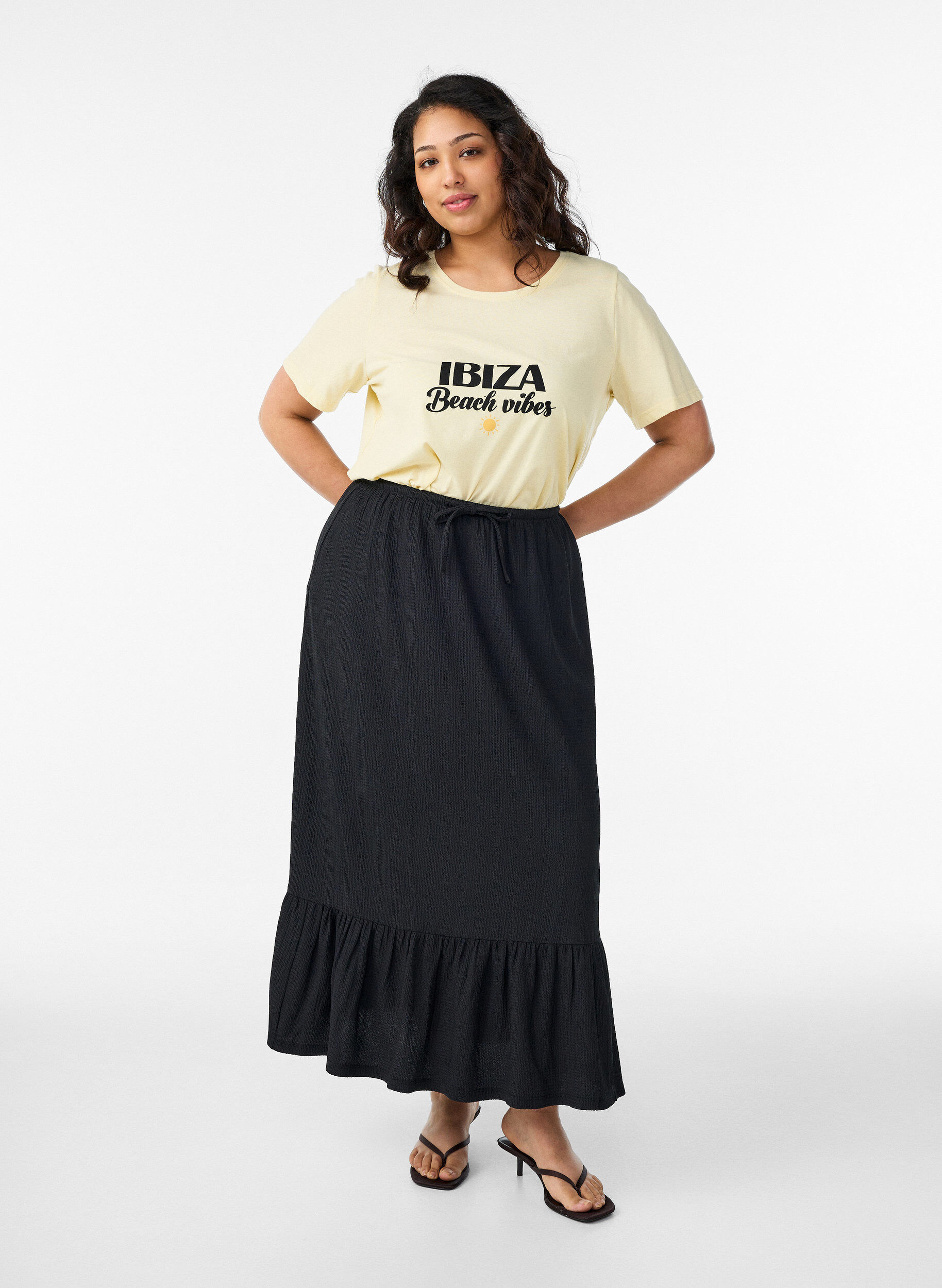 ZizziT-shirt imprim&eacute;, Jaune, Model image number 1