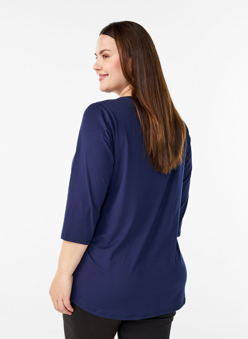Sporttop met 3/4 mouwen, Blauw, Model image number 2