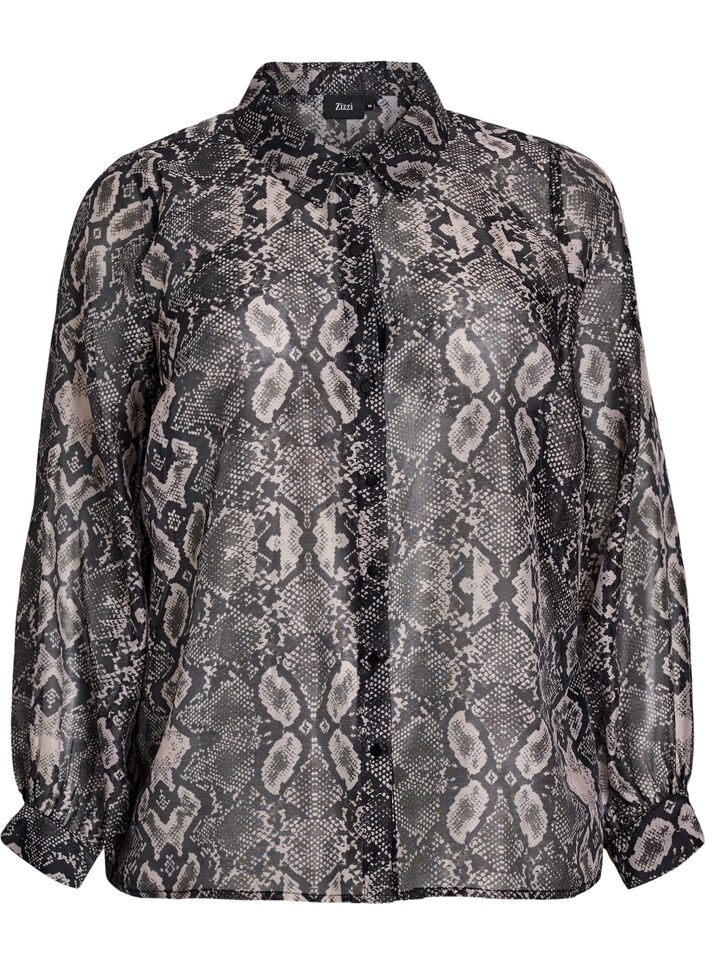 Chemise à manches longues et imprimé serpent, Gris anthracite, Packshot image number 0