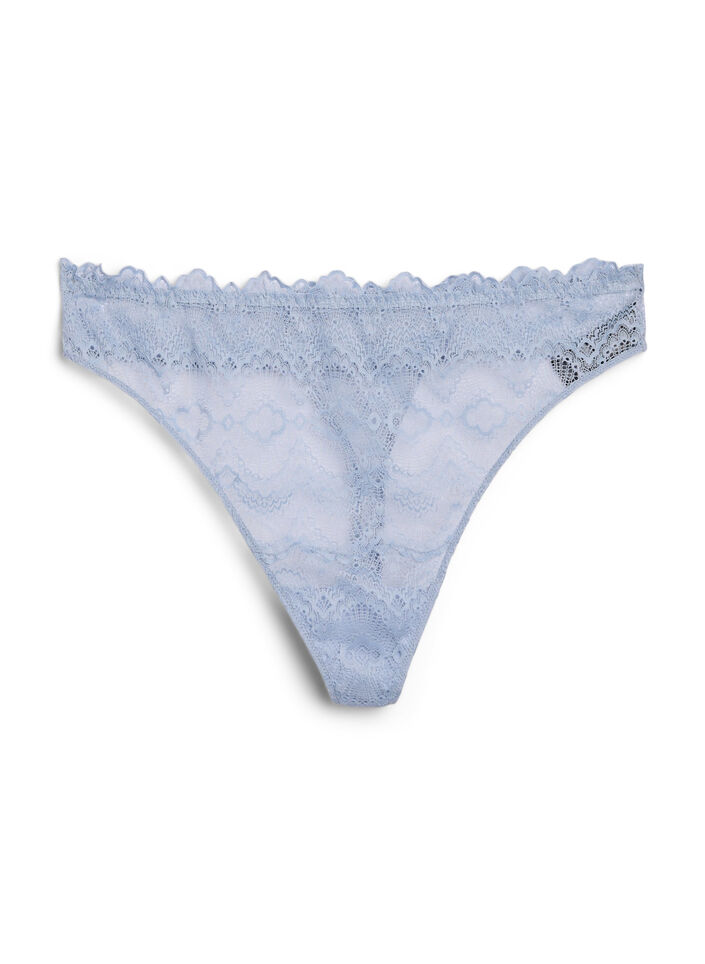 Kanten G-string met kruisdetail aan de achterkant, Blauw, Packshot image number 0