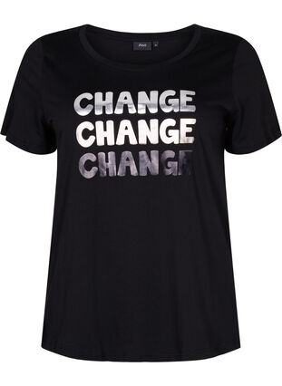 Katoenen t-shirt met korte mouwen, Black Change, Packshot image number 0