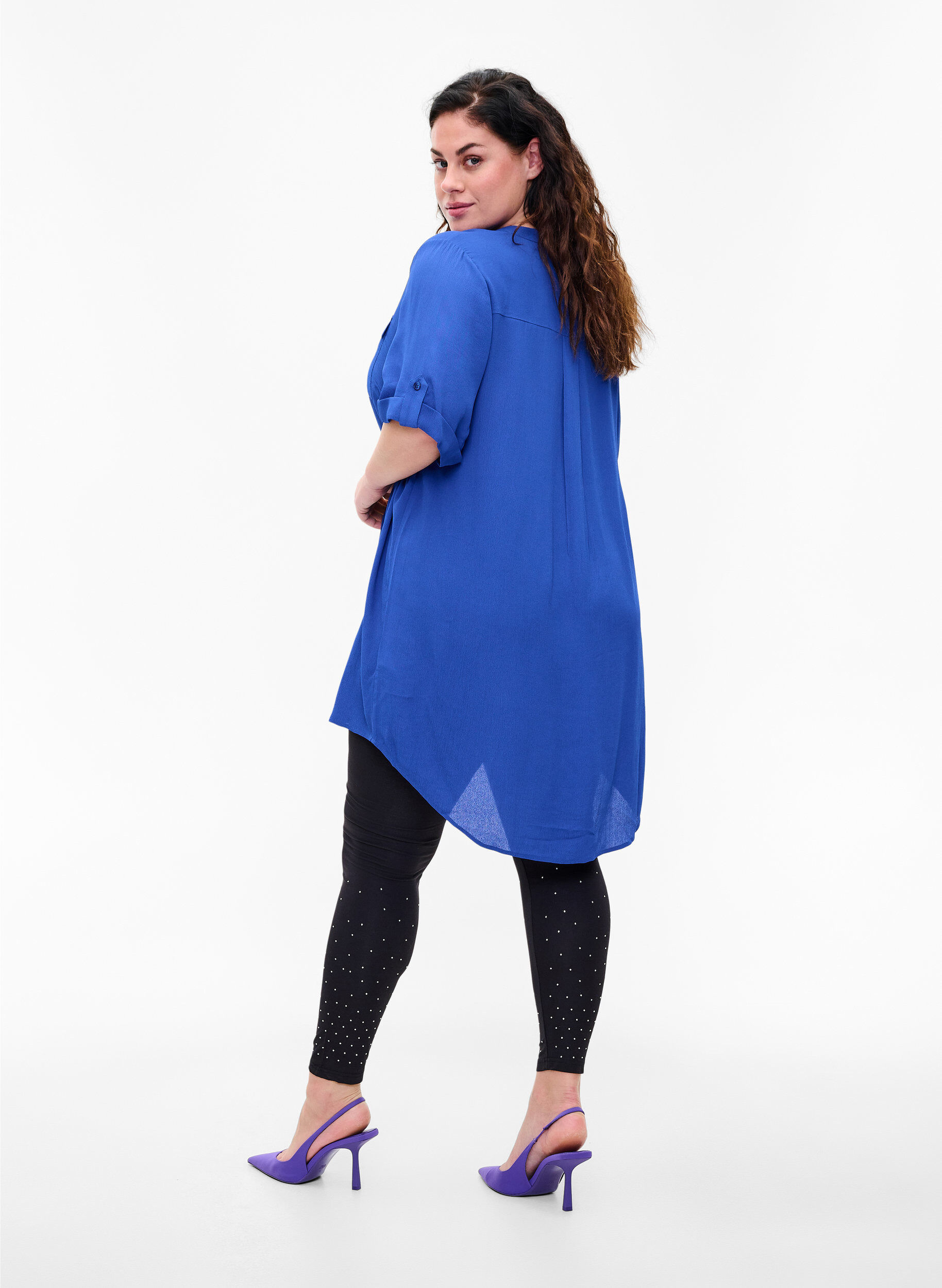 Zizzi Leggings en viscose &agrave; pois, Black, Model image number 1