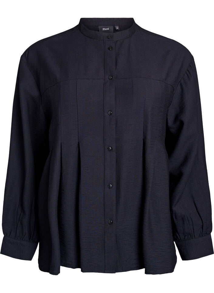 Chemise évasée en viscose, Noir, Packshot image number 0