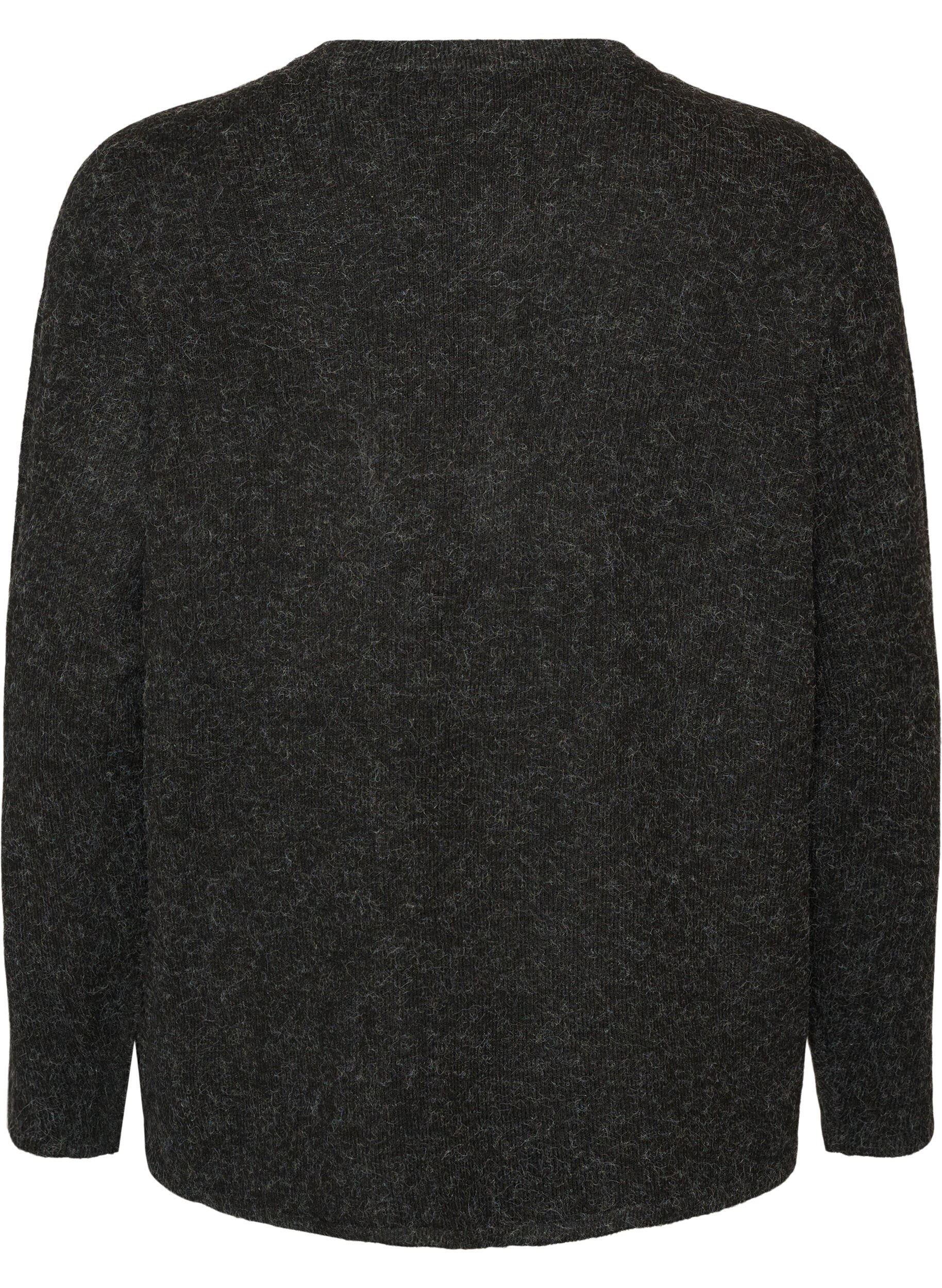 ZizziGebreid vest met ronde hals en knoopsluiting, Grijs, Packshot image number 1