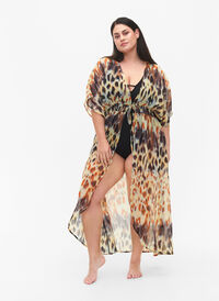 Kimono imprimé plage, Abstract Leopard, Model