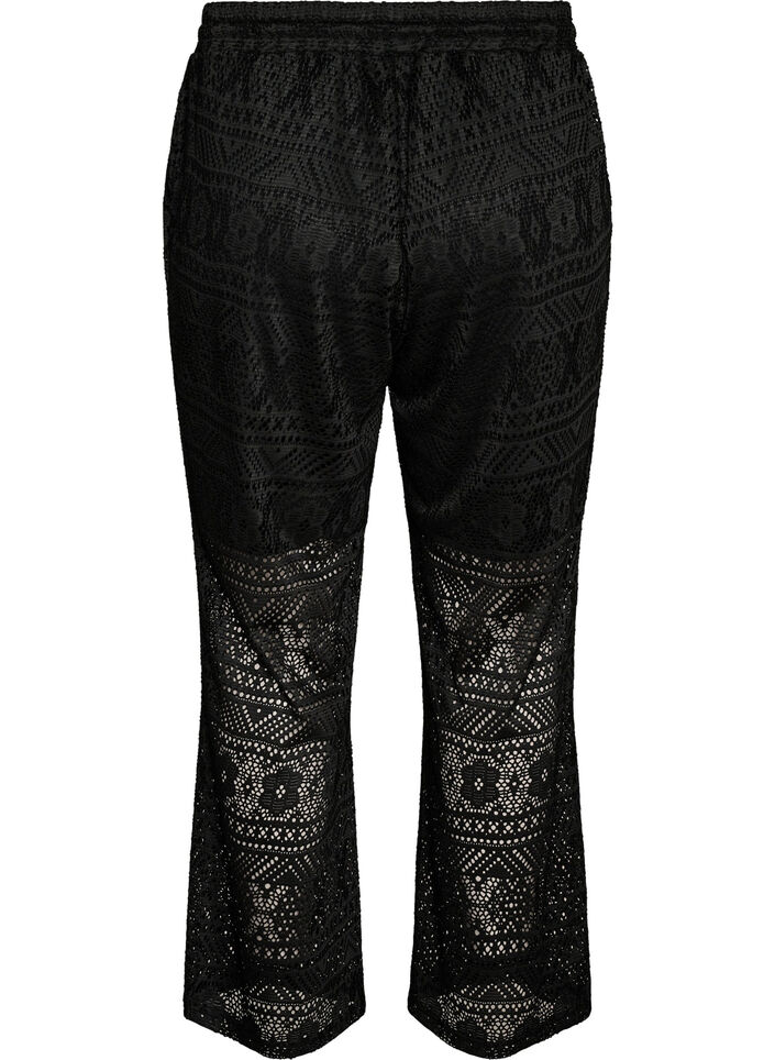 Pantalon en dentelle ajour&eacute;e avec jambes droites, Noir, Packshot image number 1