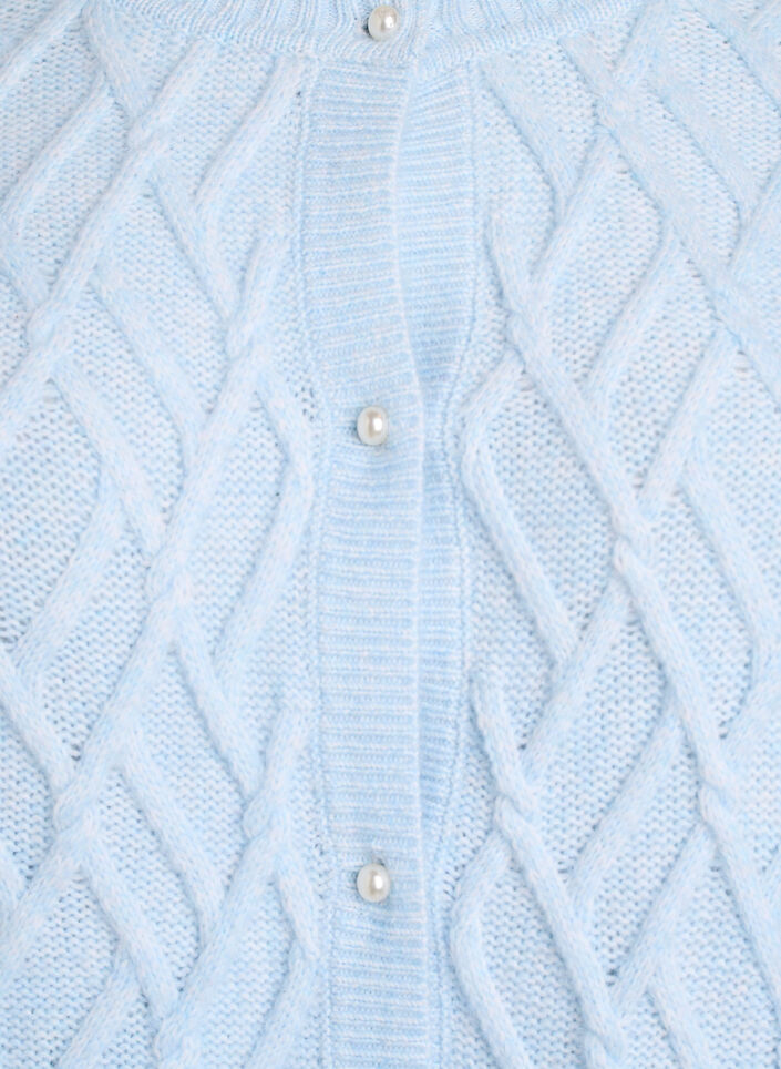 Cardigan en maille torsadée avec boutons nacrés, Bleu Clair, Packshot image number 2