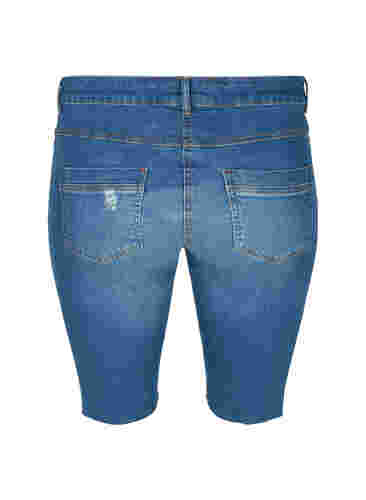 Short en jean avec poches et ourlet brut, Blue denim, Packshot image number 1