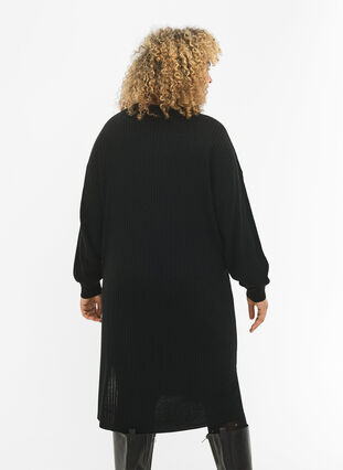 Robe en tricot overzise avec fente, Black, Model image number 1