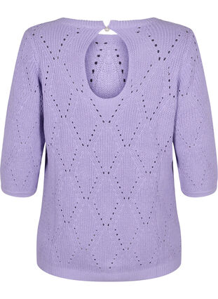 Chemisier en tricot avec manches 3/4 et motif de dentelle, Lavender, Packshot image number 1