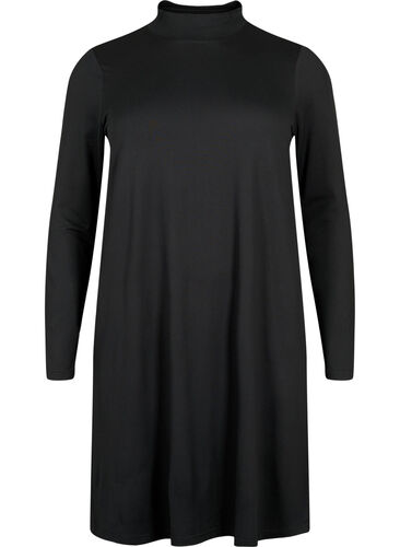 FLASH - Robe à manches longues avec col roulé, Black, Packshot image number 0