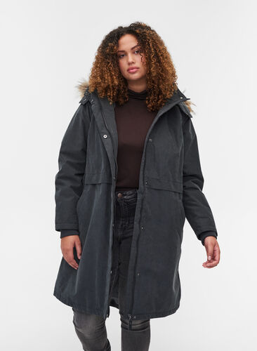 Veste d'hiver imperméable avec capuche amovible, Grey as sample, Model image number 0