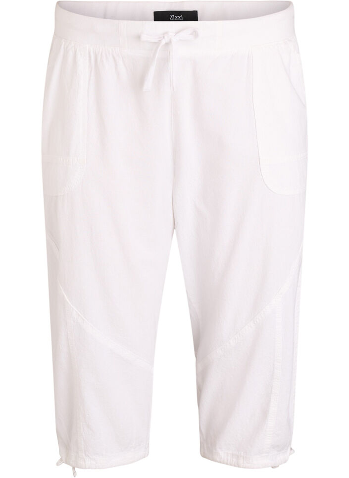 Pantacourt en coton, Blanc, Packshot image number 0
