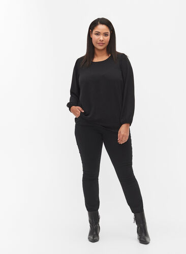 Jeans Sanna extra-slim à taille normale, Black, Model image number 0