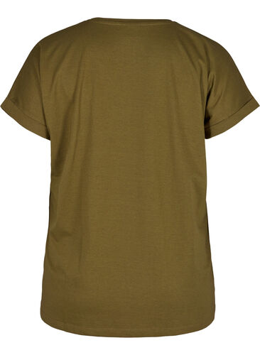 T-shirt en mélange coton, Dark Olive Mel., Packshot image number 1
