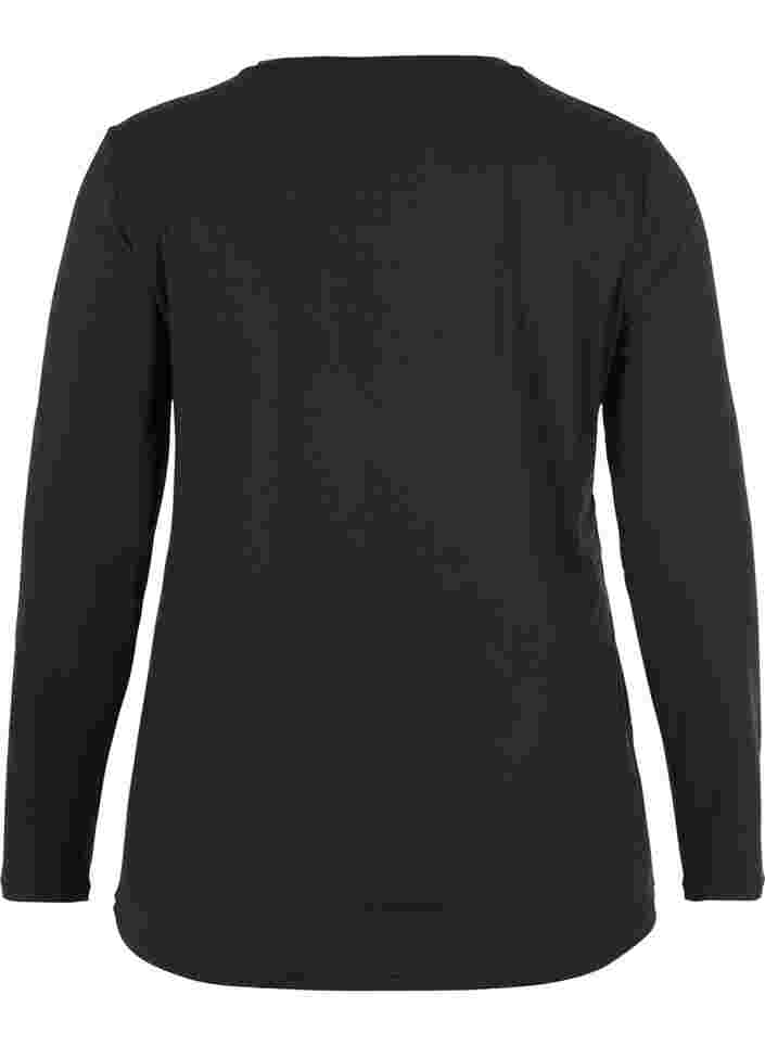 T-shirt fitness à manches longues, Black, Packshot image number 1