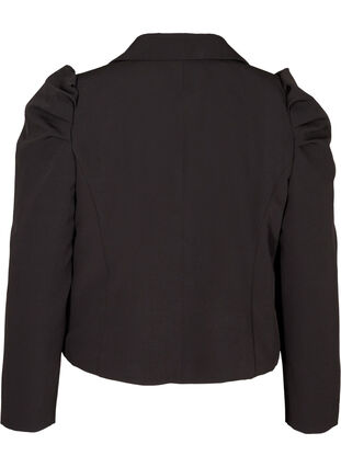 Korte blazer met lange pofmouwen, Black, Packshot image number 1