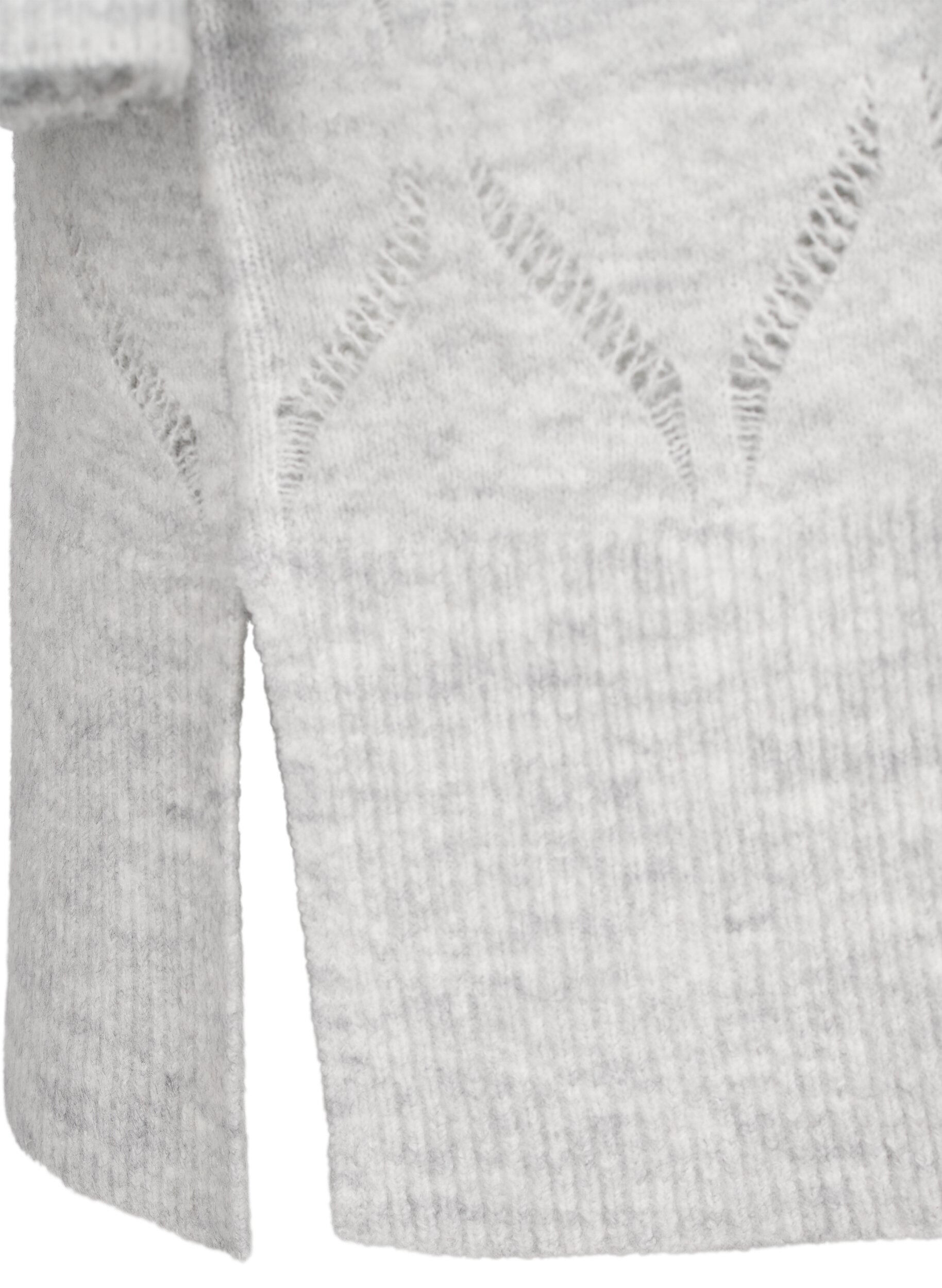 ZizziGebreid vest met lange mouwen, Light Grey Melange, Packshot image number 3