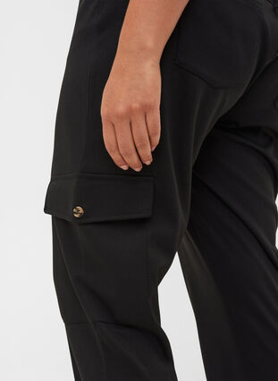 Pantalon ample avec bord élastique et poches, Black, Model image number 2