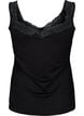 Viscose top met kanten rand, Zwart, Packshot image number 1