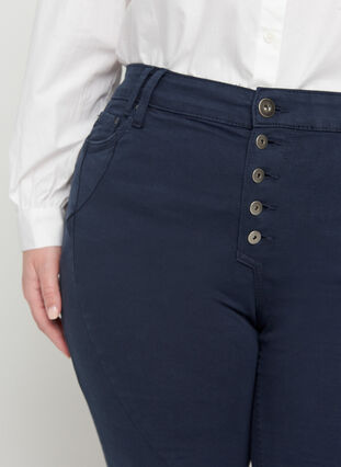Pantalon moulant avec fermeture à bouton, Dark Blue, Model image number 2