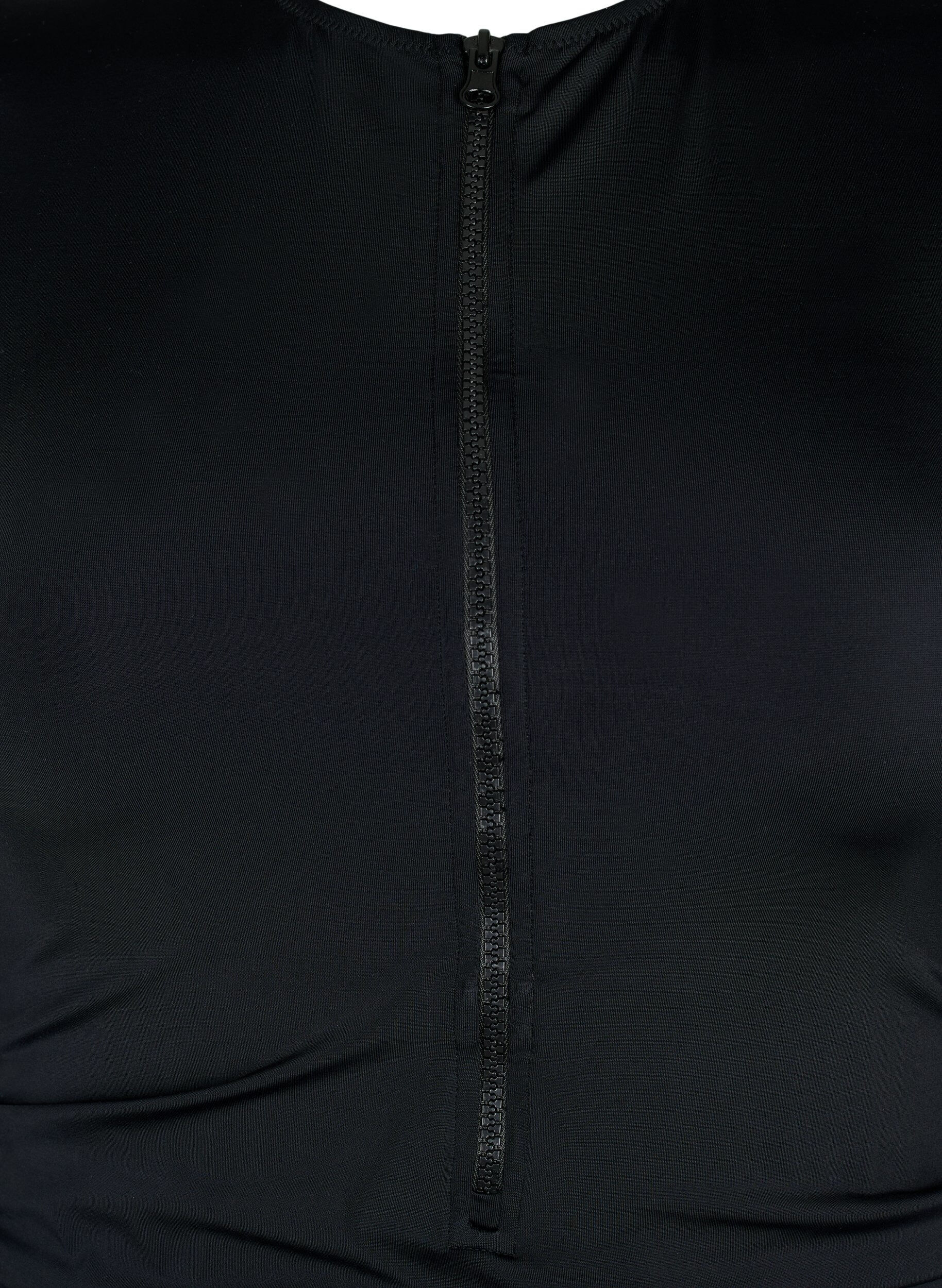 ZizziBadpak met rits en korte mouwen, Black, Packshot image number 2