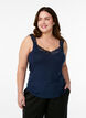 Viscose top met kanten rand, Blauw, Model image number 0