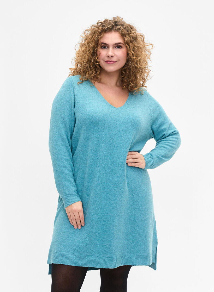 Robe en tricot avec fente, R. Waters/White Mel., Model image number 0