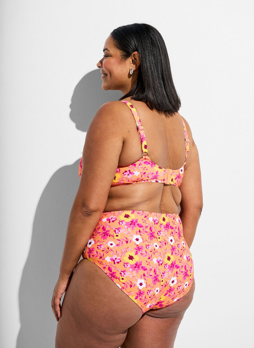 Culotte de bikini taille haute &agrave; motif, Orange, Model