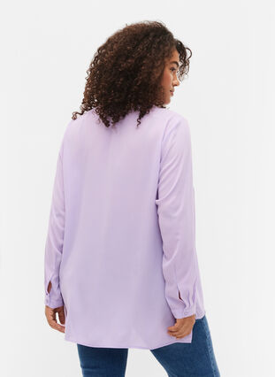 Overhemd met lange mouwen en v-hals, Purple Rose, Model image number 1