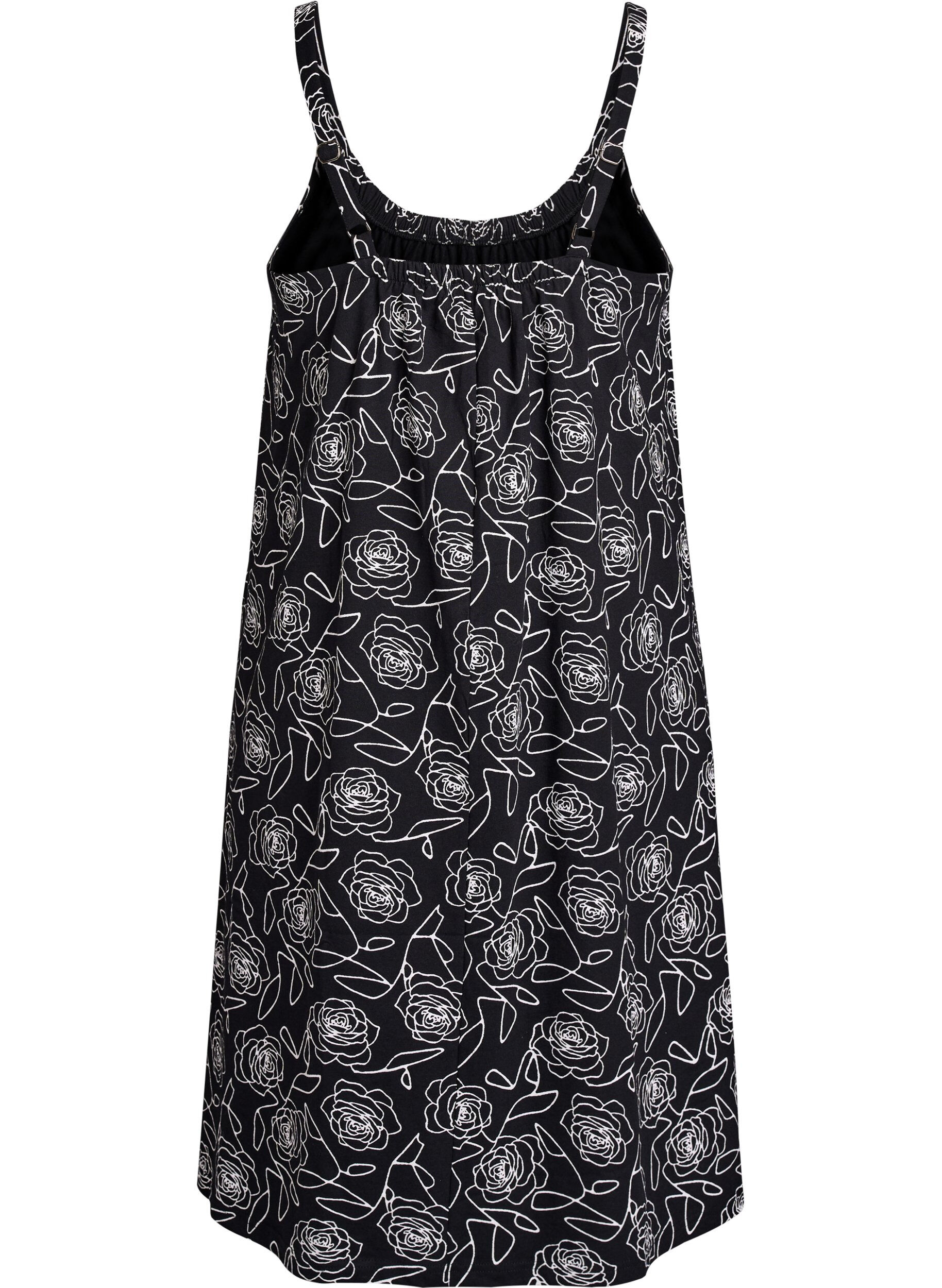 ZizziRobe &agrave; bretelles midi en coton bio, Noir, Packshot image number 1