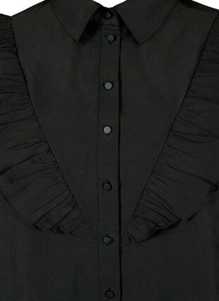 Effen overhemd met lintdetail, Black, Packshot image number 2