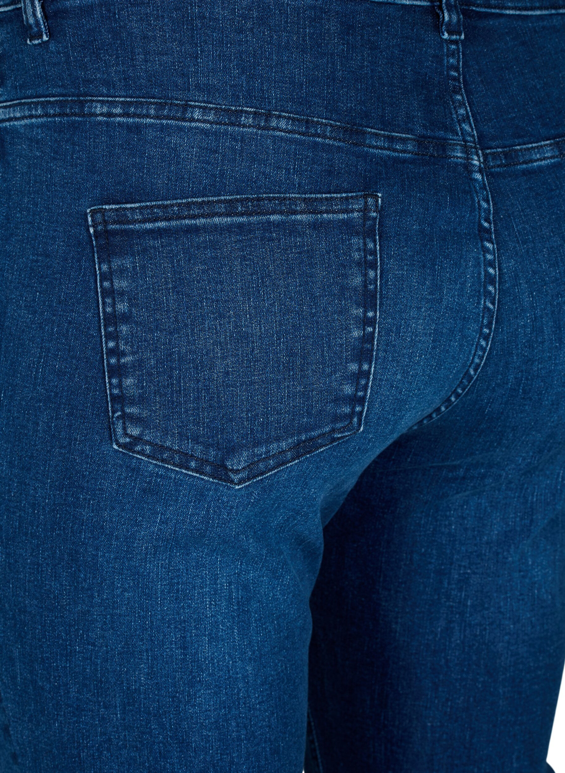 ZizziEllen bootcut jeans met rauwe rand, Blue denim, Packshot image number 3