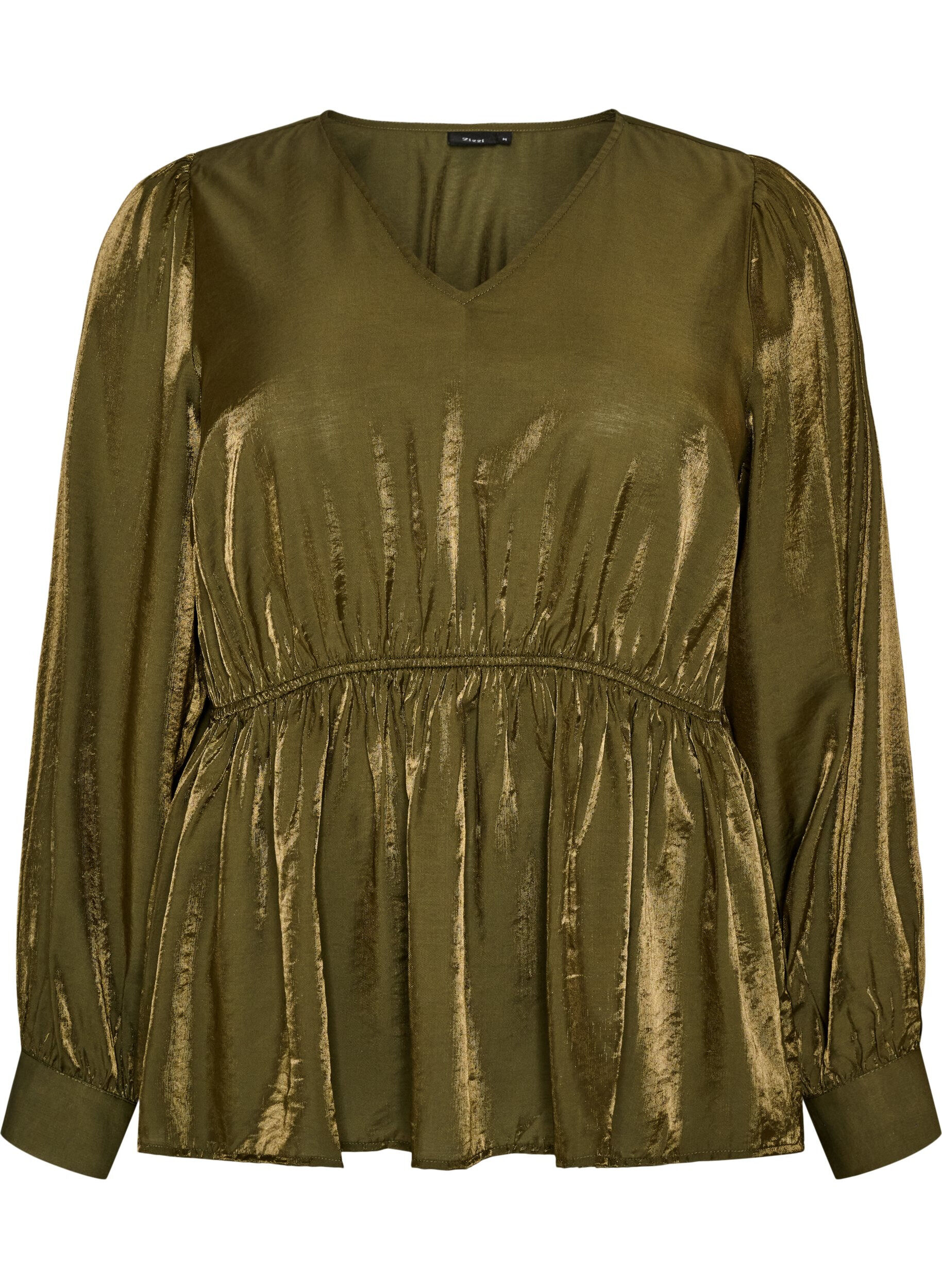 Glanzende viscose blouse met peplumeffect