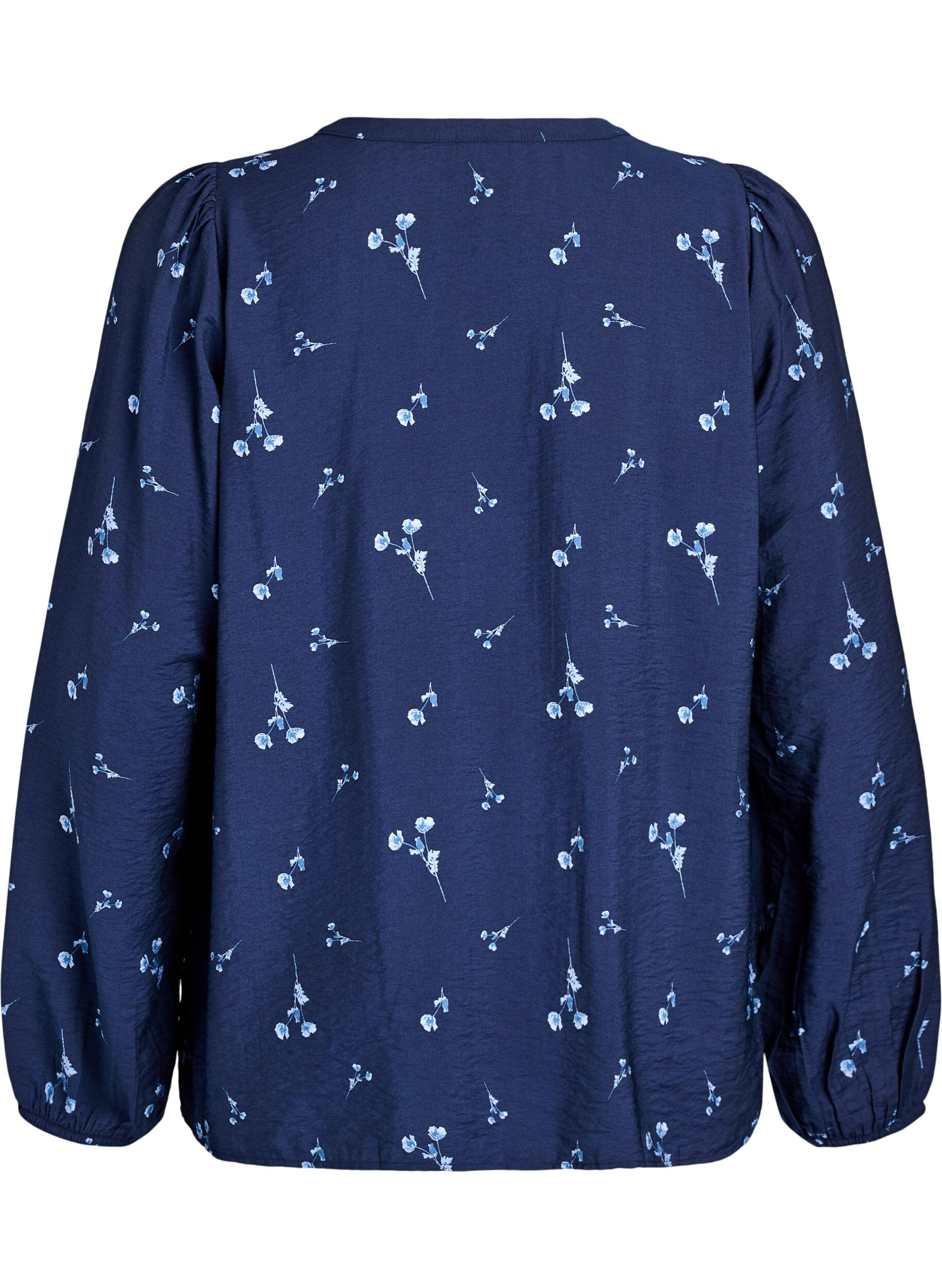 Zizzi Blouse boutonn&eacute;e &agrave; petites fleurs, Bleu, Packshot image number 1
